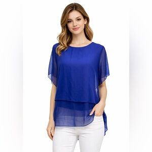 Dex 1965 Blue layer, ruffle blouse size L